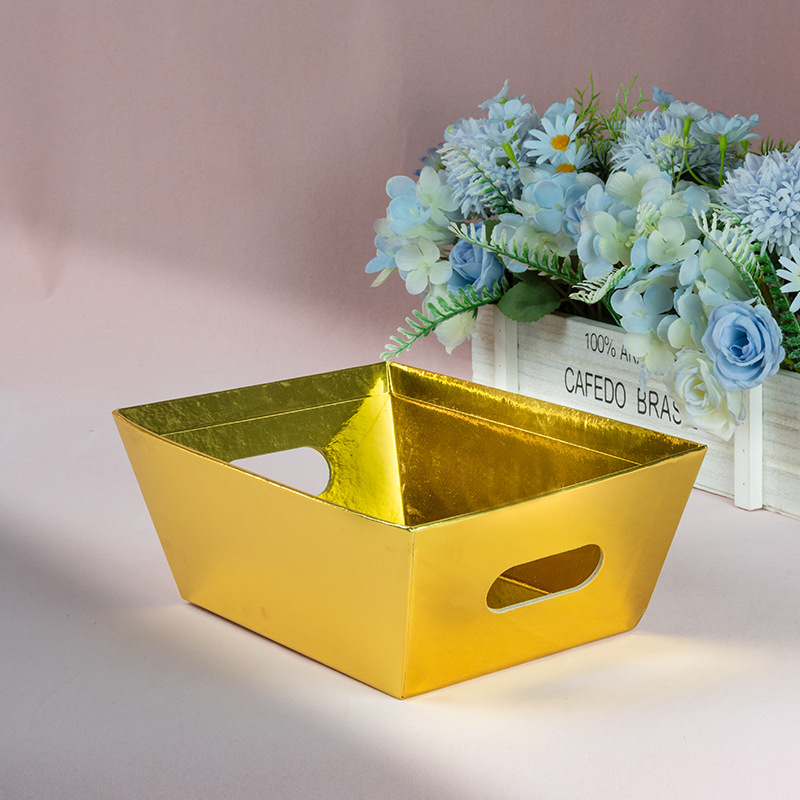 Golden trapezoidal vegetable basket box