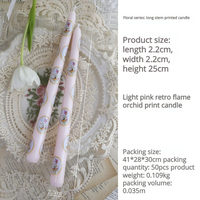 25cm Lange Stabkerze mit Retro-Druck, Rauchfrei und Unparfümiert, aus Sojawachs für Hotel, Restaurant, Hochzeit, Weihnachten und Halloween-Dekoration