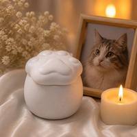 Pot en céramique en forme de patte de chat, 150-530 ml, 3 couleurs, glaçure sable/noir/cendres végétales, personnalisable, pour commémoration d'animaux de compagnie, fournisseur en gros