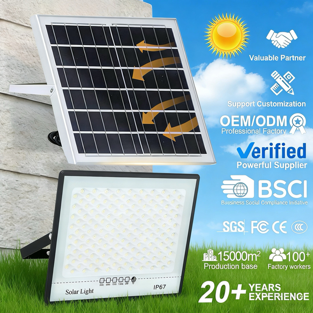 200W 300W 400W Outdoor High Brightness IP67 Waterproof ABS Solar Courtyard Remote Control LED Garden Projection Light RoHS