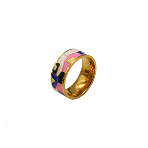 European American Style <b>Titanium</b> Steel <b>Ring</b> Geometric Enamel Colorful Women's Jewelry Gift - Product Image 5