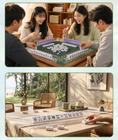 Support de Mahjong en Acrylique Transparent Anti-Rayures avec Barre de Poussée Intégrée à Bord Festonné pour l'Organisation de Table de Jeu de Mahjong Domestique