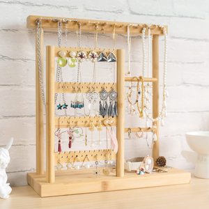 Organisateur mural moderne en bambou fait main pour colliers et boucles d'oreilles – Stockage et décoration de chambre – OEM accepté - Product Image 2