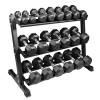 Precio de Fábrica: Soporte Vertical Plegable y Ajustable de Tres Niveles para Mancuernas, Capacidad para 10 Pares, Equipo de Gimnasio de Acero Duradero para Pesas Libres