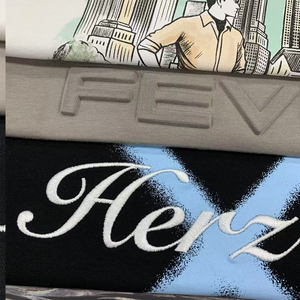 Bán Buôn OEM Heavyweight Màu Đen Thời Trang Đường Phố Cotton Dày Áo Thun Tùy Chỉnh Thêu Quá Khổ T-Shirt 300 GSM Cho Nam Giới Thả Vai - Product Image 3