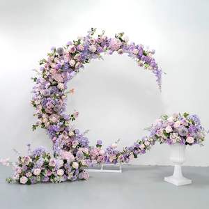Arco de Flores Artificiales en Forma de Luna Personalizado LANJO, Soporte para Flores, Fondo para Bodas, Decoración Floral en Forma de Media Luna para Compromisos - Product Image 3