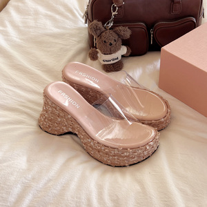 Nouvelles sandales à plateforme transparente polyvalentes à paillettes de style coréen pour l'été 2026, pour femmes de petite taille - Product Image 2