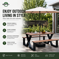 Table de pique-nique commerciale d'extérieur en bois pour patio, ensemble de tables et bancs de pique-nique en bois pour parc public