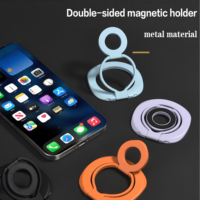 Support de téléphone portable magnétique de luxe avec logo personnalisé, double anneau de maintien, support rotatif de bureau avec boucle