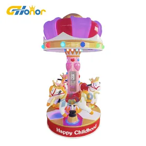 miniature carousel coin operated electric Carousel game 3 players kids mini carousel for sale