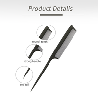 Peigne à queue de rat professionnel antistatique et résistant à la chaleur avec résine technique pour la coiffure et les soins de beauté masculins