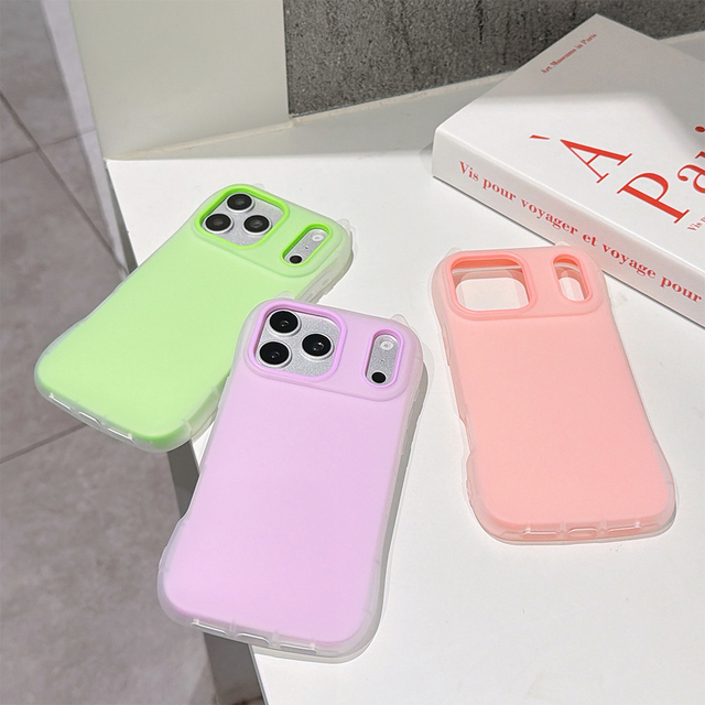 Cute Pure Color TPU Mobile Phone Case for iPhone 11-17 Pro Max with 360° All-Round Protection Shockproof Matte Soft Touch Cover