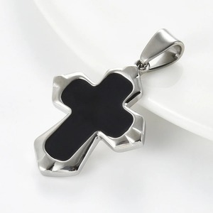 Pendentif croix en acier inoxydable, petit et mignon, pour collier, pour hommes et femmes, émail coulant, poli à la main, breloques tendance, bijoux cadeaux, 1 pièce - Product Image 4