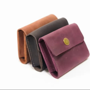 Compact Leather Coin <b>Wallet</b> for Men and Women <b>Small</b> Pocket <b>Wallet</b> with Button Closure Durable Minimalist Design - Product Image 1