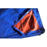 Bâche PE unie bleue et orange, anti-UV, résistante à l'eau, anti-âge, avec œillets, pour fabricants