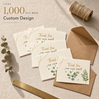 Cartes de remerciement personnalisées avec dorure à chaud, motif botanique aquarelle, pliées, avec enveloppes, pour petites entreprises, forme personnalisée
