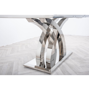 Juegos de comedor de 6 8 asientos plateados, muebles, sillas de comedor de mármol, juego de mesa de comedor de lujo - Product Image 4