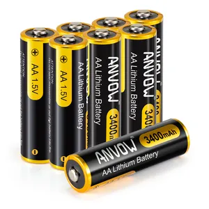 Mới đến thấp tự xả pin Lithium kích thước AA 3400mAh 1.5 volt AA pin lithium