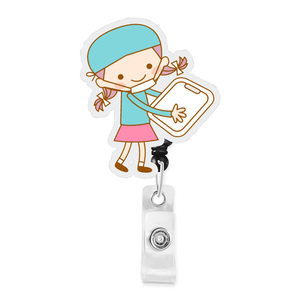 Porte-badge rétractable personnalisé avec motif de dessin animé, cordon d'identification, porte-carte nominative, clip pour badge, fournitures de bureau pour médecins et infirmières, porte-credential - Product Image 6