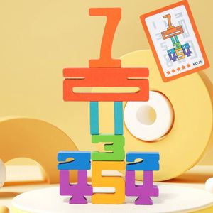 Early Educational Balance Wood] 1-10 Stacking Montessori Wooden Number <b>Building</b> <b>Blocks</b> Toys - Product Image 4