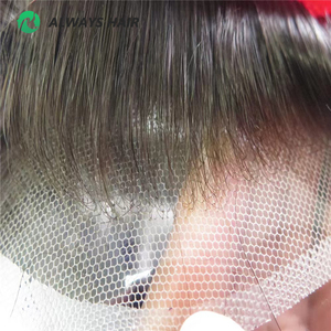 Sistema de Reemplazo Capilar para Hombre Tupé de Malla Francesa Completa con Nudos Blanqueados y Línea de Cabello Natural - Product Image 4