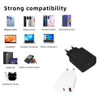 Cargador Rápido GaN de 35W con Enchufe Europeo, PD 3.0, Puertos USB-A + USB-C Duales, Certificado CE, Resistente al Fuego, OTP, Ecológico, para Relojes Inteligentes y Móviles