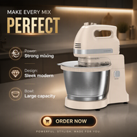 Batteur sur socle électrique Genesis Classic avec 5 vitesses, 300W, crochet pétrisseur en acier inoxydable, bol mélangeur pour usage domestique et pâtisserie