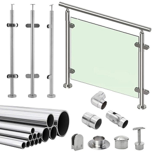 Rampe <span class=keywords><strong>en</strong></span> verre d'intérieur <span class=keywords><strong>en</strong></span> acier inoxydable facile à installer, bricolage, pour escalier, balcon, <span class=keywords><strong>terrasse</strong></span>, avec rail supérieur <span class=keywords><strong>en</strong></span> <span class=keywords><strong>PVC</strong></span> ou <span class=keywords><strong>en</strong></span> bois, main courante, <span class=keywords><strong>balustrade</strong></span> - Product Image 6