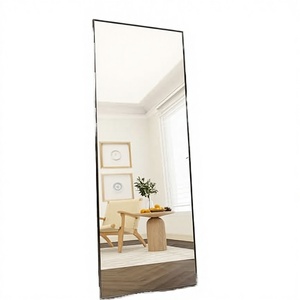 Customize Size Aluminum Frame Full-Length <b>Mirror</b> Anti-Explosion Free-Standing & <b>Wall</b> Mountable Black Bathroom Use - Product Image 3