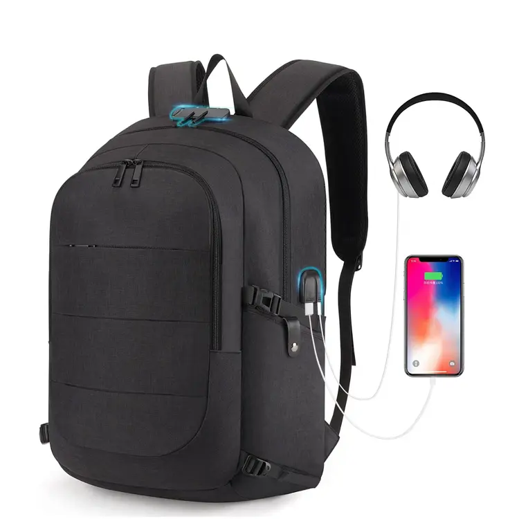 Custom Unisex 15.6 Inch Computer Business USB Charging Port Waterproof Travel Backpack Laptop Bag
