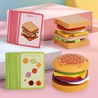 Mainan Kayu Makanan Pura-Pura Set Hamburger Sandwich Permainan Peran Dapur Anak-Anak Montessori Pembelajaran Prasekolah Hadiah Edukatif