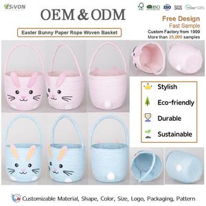 Cesta <span class=keywords><strong>de</strong></span> Papel con Diseño <span class=keywords><strong>de</strong></span> Conejito <span class=keywords><strong>de</strong></span> Pascua Rosa y Azul, con Cola <span class=keywords><strong>de</strong></span> Pompones, Portátil y Ligera, para Niños y Niñas, para la Caza <span class=keywords><strong>de</strong></span> Huevos, Regalos y Recuerdos <span class=keywords><strong>de</strong></span> Fiesta - Product Image 2