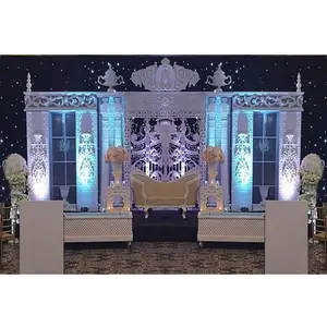 Grand Engels Huwelijksceremonie Podium Setup Elegant Wedding Fiber Back Frame Podium Decor Top Aziatische Bruiloft Backstage Decoratie