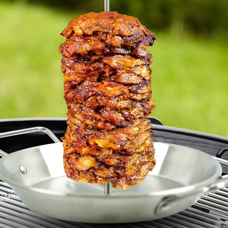 BBQ vertikaler Barbecue-Spieß Al Pastor Grillpfanne mit 3 abnehmbaren Barbecue-Spießen