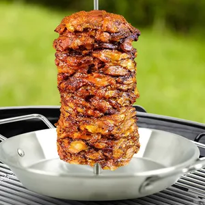 BBQ Vertical Barbecue Grill Skewer Al Pastor Grilling Pan With 3 Removable Barbecue Skewers
