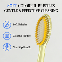 Brosse à dents manuelle pour adultes avec manche transparent, poils souples, nettoyage en profondeur, antidérapante, pour usage domestique, étiquette privée personnalisée