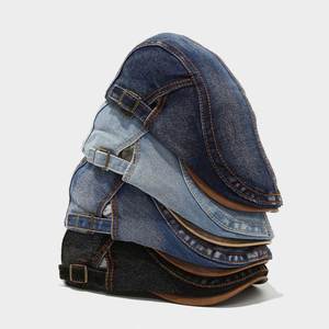 Nouvelle Arrivée Casquette Plate en Jean Délavé Tendance pour Femme et Homme, Style Rétro Décontracté avec Visière en Cuir PU - Product Image 4