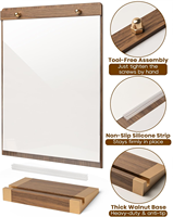 Support de menu en bois écologique A5 avec base en bois, support de menu de table en bois pour affiche de menu, support d'affichage en bois