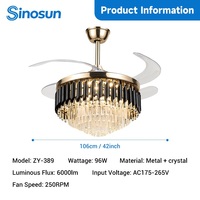 Ventilateur de plafond de luxe moderne OEM/ODM le plus populaire de 42 pouces avec lumière LED à 3 couleurs réglable, faible bruit et télécommande