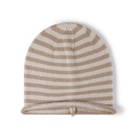 Bonnet en tricot jacquard long et ample, bicolore et rayé, élégant, en acrylique, unisexe, multicolore, pour l'extérieur, l'hiver, le ski