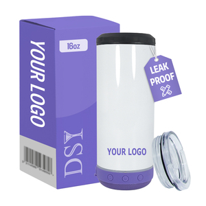 Gobelet personnalisé en acier inoxydable de 16 oz avec haut-parleur, sublimation, musique sans fil, refroidisseur de canettes 4-en-1, gobelet à sublimation avec haut-parleur - Product Image 1