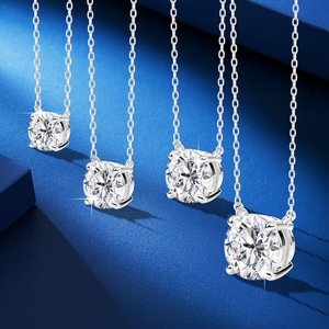 0.5ct 1ct 2ct 3ct लैब डायमंड 10k 14k 18k ठोस सोने के cvd Hft राउंड पेलेंट डीफ वीव बनाम क्लैव इजी प्रमाणपत्र हीरा हार - Product Image 4