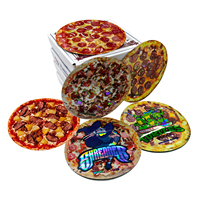 Nouveauté : Sac en Mylar de qualité avec impression UV, anti-odeur, refermable, holographique, 3,5 g, découpé en forme de pizza, avec boîte en papier pour emballage alimentaire