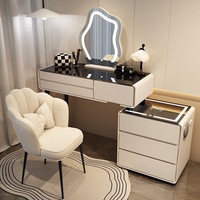 Coiffeuse de style princesse en bois massif pour chambre d'hôtel avec chargeur sans fil, haut-parleur Bluetooth et écran LED moderne