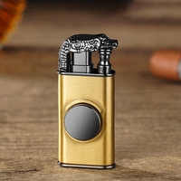 Vente de gros Briquet dragon rechargeable pas cher personnalisé Torche flamme double jet coupe-vent