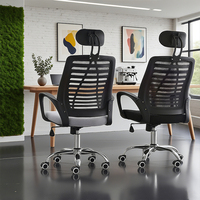 Chaise de bureau ergonomique en maille de haute qualité avec appui-tête réglable, pivotante et relevable