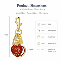 Porte-clés Cœur Amour Tendance, Breloque de Sac Scintillante, Pendentif Mignon pour Femme, Accessoires Plaqué Or, Porte-clés de Voiture, Vente en Gros, OEM Personnalisé