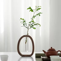 Ornement créatif pour arrangement floral, vase à fleurs en bois de couleur noyer, arrangement floral minimaliste, mini vase à eau