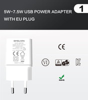 Simsukian nouveau modèle couleur blanche Mini 5v 1.5a adaptateur de chargeur USB 7.5w 5V 1A AC DC adaptateur d'alimentation avec certificat CE/KC UL