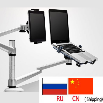 D-MOUNT OA-9X Double Arm Multifunctional Aluminum 9inch 10inch Pad Desk Mount Laptop Table Stand Monitorbracket Shelf